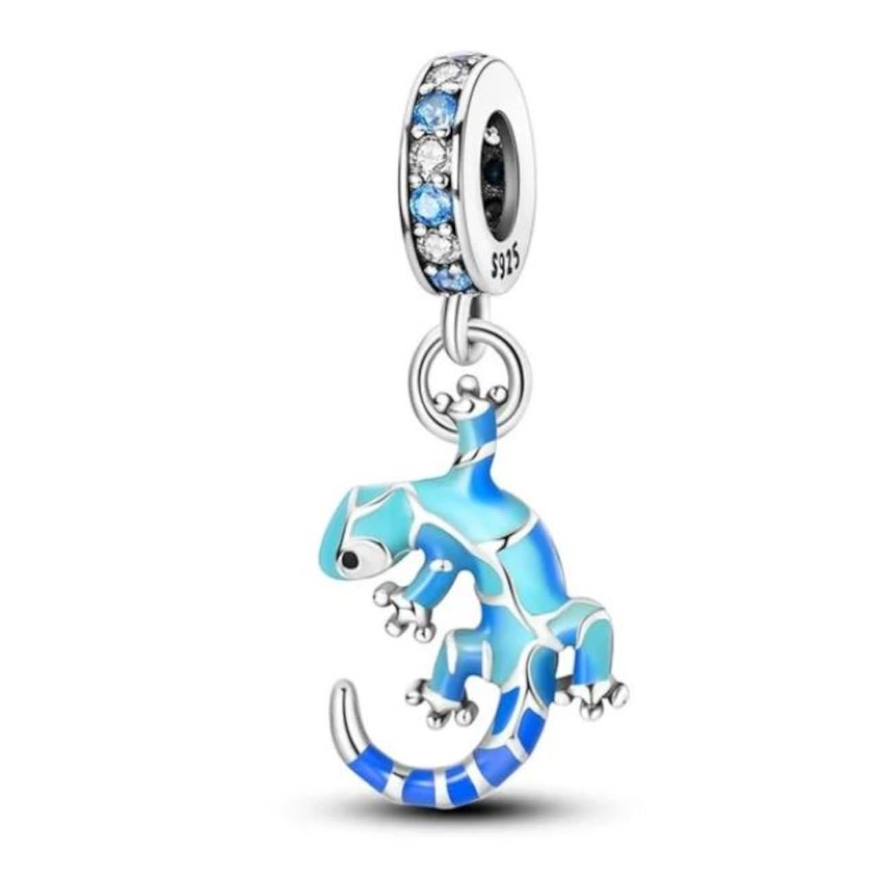 Abalorio de lagarto azul antialérgico de plata 925 compatible con pulsera 8