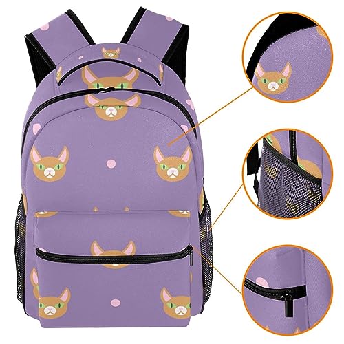 Sac à dos de voyage multicolore motif chat et pois pour enfants 40cm