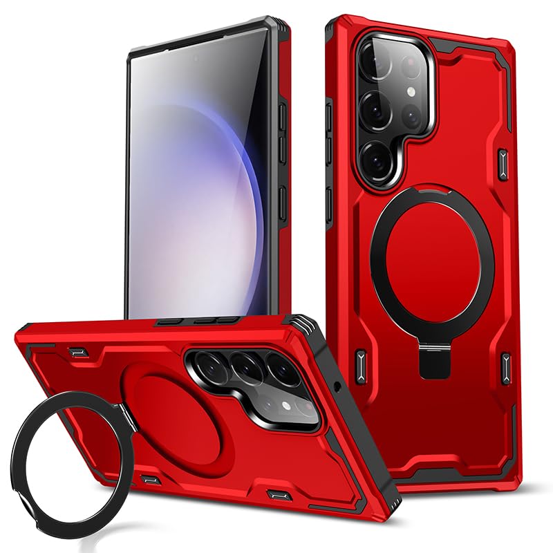 Lokyoo for Samsung Galaxy S23 Ultra Case, [Compatible with Magsafe] [Invisible Built in Stand & Ring Holder] MIL-Grade, Dual Layer Shockproof Full