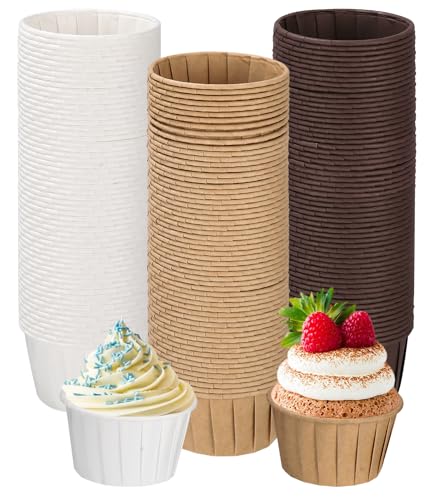 180 moldes de papel para magdalenas para bodas, cumpleaños, fiestas, desechables, color blanco, marrón, marrón oscuro