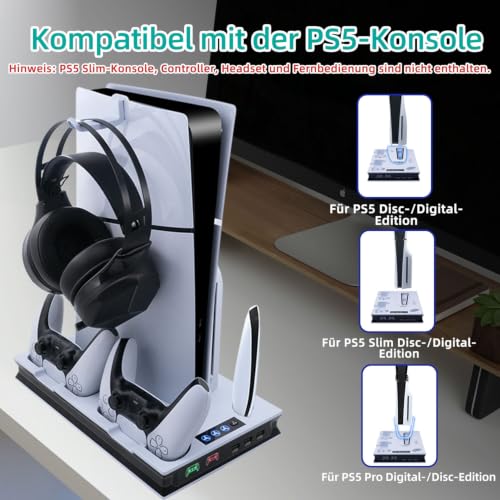 PS5 Kühler Standfuß mit Controller Ladestation für PS5 Pro/Slim/UHD – Ansicht 2