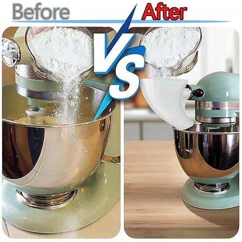 Flour Funnel for Kitchen Aid Mixer Splash-Proof，Easy Clean Durable Accessory, Fits Tilt-Head 4.5–5 Qt，Durable and Easy-to-Clean Baking and Cooking Auxiliary Tools (Large-White) by ANMUXI - Image 5