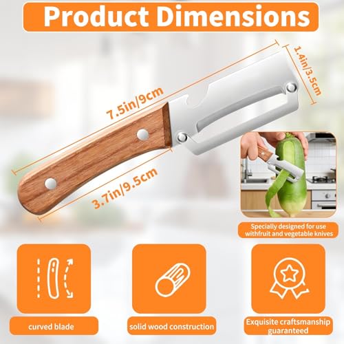 Image of Multi-Functional Vegetable Peeler for Kitchen | Stainless Steel Peeler with Wooden Handle & Bottle Opener | Single Blade for Fruits and Vegetables | 1 Piece