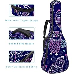 Housse de guitare en tissu Oxford imperméable avec bandoulière réglable Motif hiboux - Les Beatles, Paul McCartney, John Lennon, RIngo Starr, George Harrison Housse de guitare en tissu Oxford imperméable avec bandoulière réglable Motif hiboux – Image 4