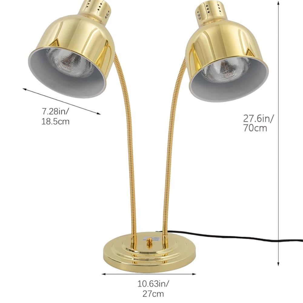 Kuchenna lampa grzewcza Podgrzewacz żywności, 500 W dwugłowicowa elektryczna lampa grzewcza, stal nierdzewna, przenośne elektryczne lampy podgrzewające żywność, podgrzewacz komercyjny