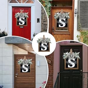 Last Name Welcome Sign Wreath for Front Door All Year Round Decorations Front Porch Decor Hanging Gift for Farmhouse Home Outdoor and Indoor (S) Last Name Welcome Sign Wreath for Front Door All Year Round Decorations Front Porch Decor Hanging Gift for Farmhouse Home Outdoor and Indoor S