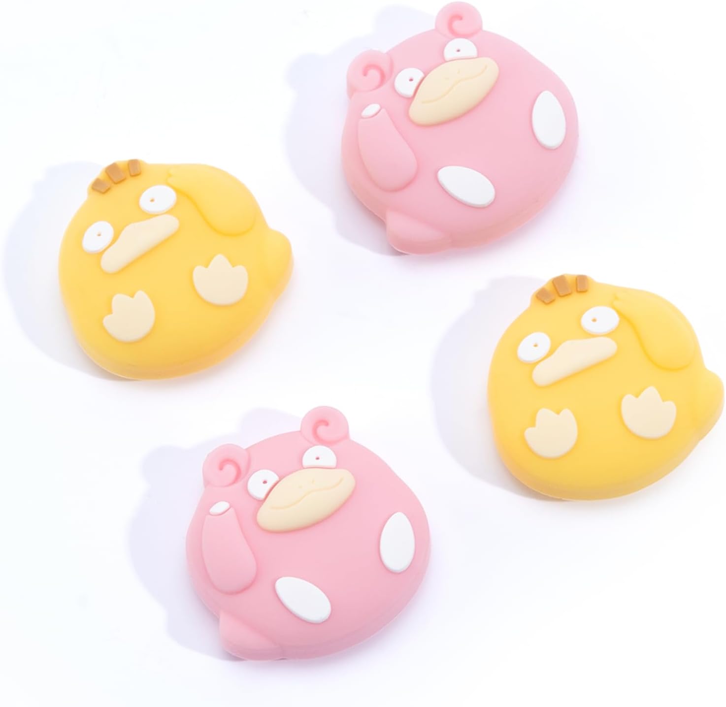 WISHAVEN Cute Joycon Thumb Grip Caps Compatible with Nintendo Switch Zelda, Soft Silicone Joystick Cover for Nintendo Switch/OLED/Lite Controller, 4PCS (Psyduck & Slowbro)