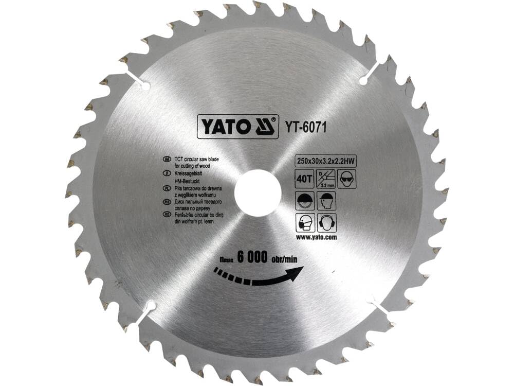 Lame de scie circulaire carbure YT Yato-6071 250 x 40 x 30 mm pour table de sciage