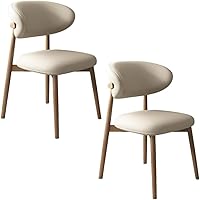 Vista 57 de YVYKFZD Dining Chairs Set, Upholstered Kitchen Chairs, Dining Room Chair with Wooden Legs and Curved Back, Leather Living Room Chair, for Offices