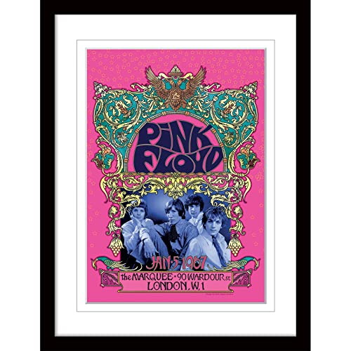 Pyramid International Pink Floyd Poster Framed Print Concert Poster Collector's Edition ('67 Gig with White Border Design) 30x40cm Frame - Official Merchandise,Multicolour,16 x 12 inches