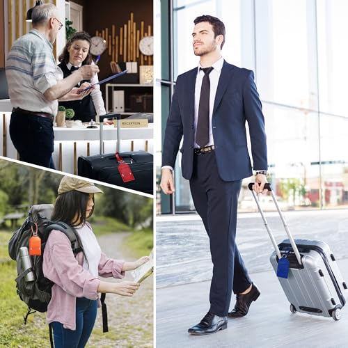 Mayski 3 Pack Luggage Tags, TSA Approved Suitcase Bag Tags with Name ID Card, Black Airplane