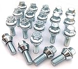 Set mit 20 hochwertigen 10.9 Stahl-Radschrauben, verzinkt, um Rost zu widerstehen. M12 x 1,5, Kegelsitz, 17 mm Sechskant, 28 mm Gewindelänge, Auto-Radschrauben