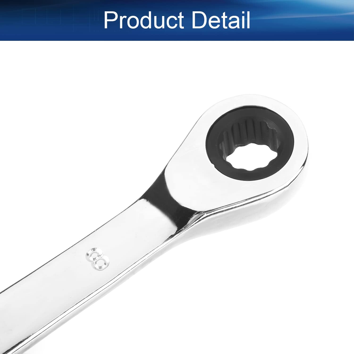Auniwaig Double Box End Ratcheting Wrench, Metric, 8mm x 9mm, 72-Tooth, Chrome Vanadium Steel