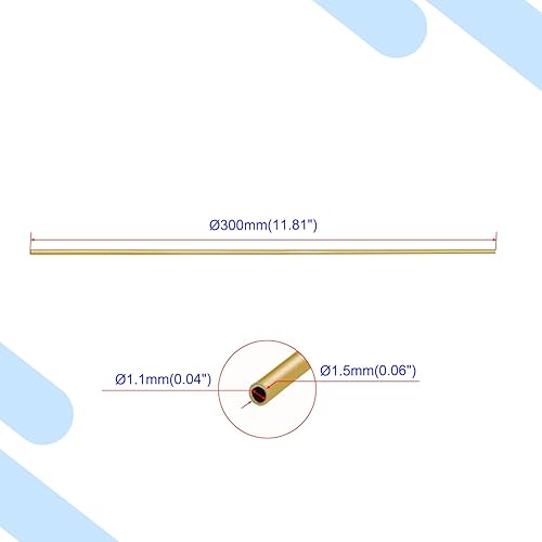 Miniatura 2 de Aopin Tubo redondo de latón con diámetro interior de tubo de cobre de 0.043 in  125 pulgadas x diámetro exterior de 0.059 in  350 pulgadas, tubo de