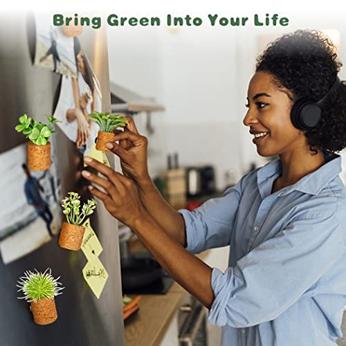 Justdolife Plant Refrigerator Magnets Diy 20 Pack 3D Artificial Potted Plant Lifelike Succulent Magnetic Cute Corks Figurine Set For Diy Kitchen Fridge Locker Home Office Decor #TOP6