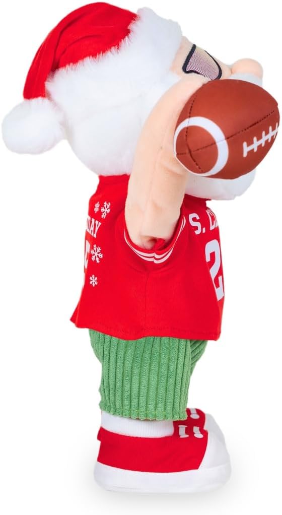 Cuddle Barn - Gameday Santa | 13" Dancing Tailgate Party Santa Plush Toy Gag Gift Celebrating Christmas and Football, Dances to U Can't Touch This