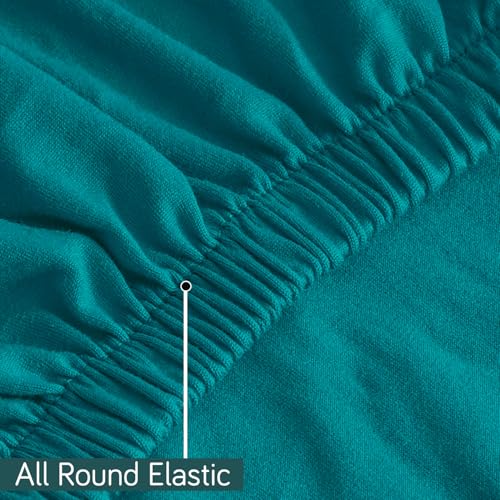 Image of HOKIPO 'SereneSolids' 140 GSM Office Chair Cover for Task Chair - Stretchable Fabric, Washable & Anti-Slip - Fits Small Office Chairs Without Headrest, Teal (AR-5224-TEAL)