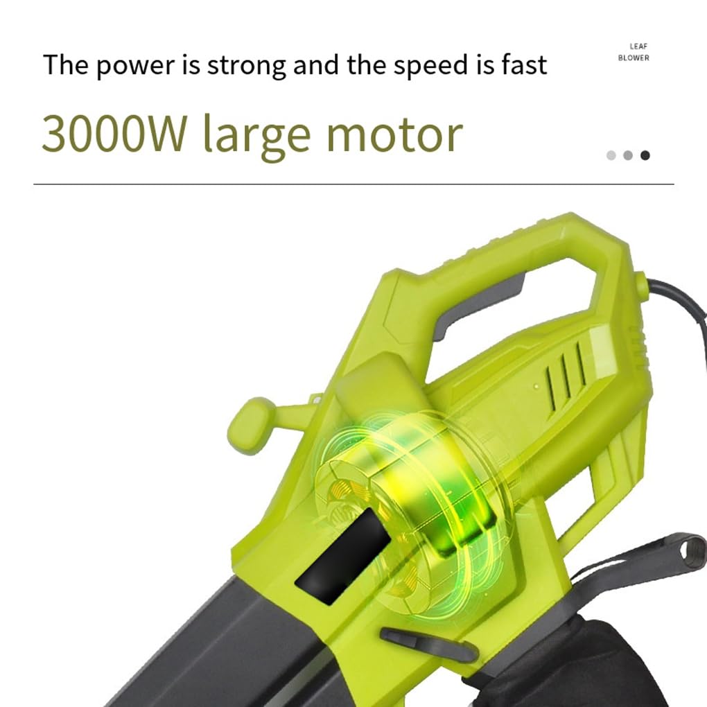 Soplador de Hojas de Potencia La espaciosa Bolsa recolectora 40 litros Ahorra Tiempo Durante Todo el año Limpia la Nieve Soplador eléctrico ABS 3000 W