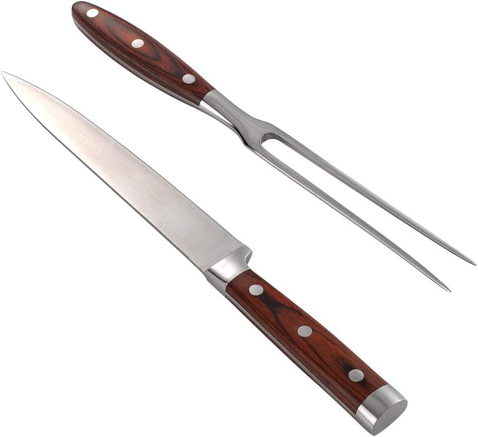Stainless Steel Barbecue Fork and Knife Set Elegant Design, Mirror Polishing, Tools for BBQ, Grilling