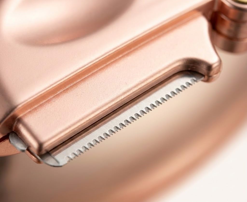 Télia Eyebrow Razor - Rose Gold Stainless Steel Facial Razor for Women, Reusable Brow Shaper for Precision Eyebrow Grooming and Gentle Face Hair Removal (Replacement Razor Blades)