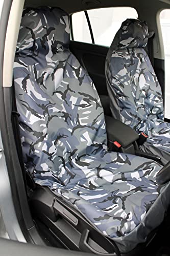Image of URBAN GREY Camouflage Camo Waterproof Car Seat Covers - 2 x Fronts