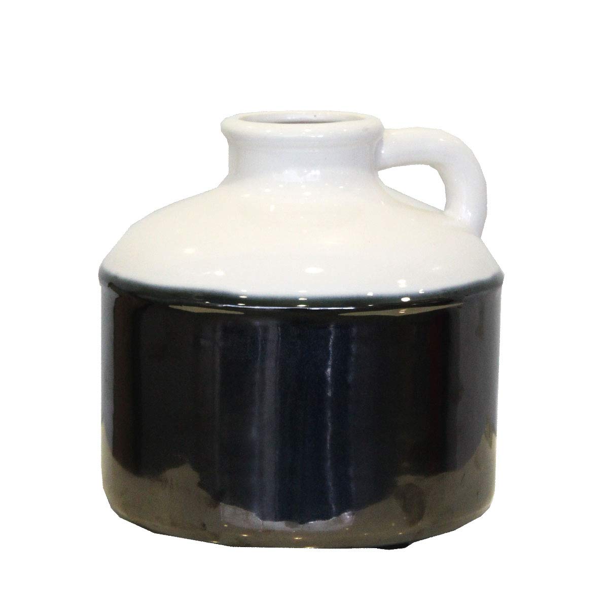 Pichet brillant blanc et argent en céramique idéal comme décoration - 23x25 cm