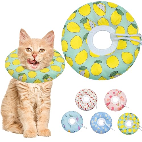 Seyezo Cat Cone Collar Soft, Adjustable Cat Recovery Cone, Green Lemon, S