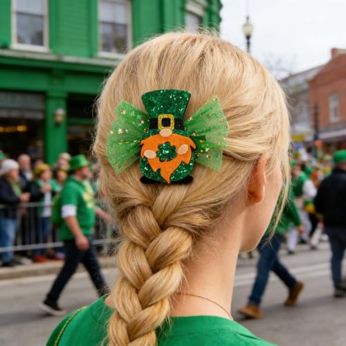 Pinzas para cabello verde con trébol brillo 2 piezas miniatura 5