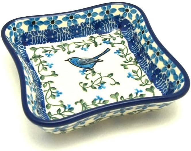 Polish Pottery Fluted Dipping Dish - Song Bird