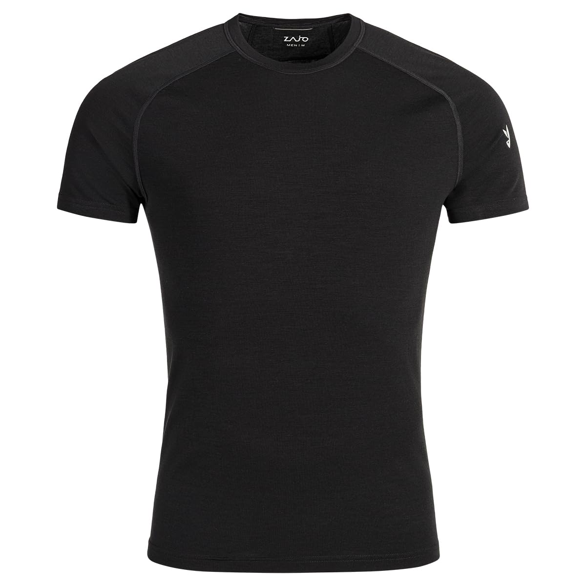 Zajo Senti Merino Tshirt Herren - Funktionsshirt aus Merino Wolle - Atmungsaktiv & Geruchsneutral - Temperaturregulierend - Wandern, Outdoor - Schwarz, S