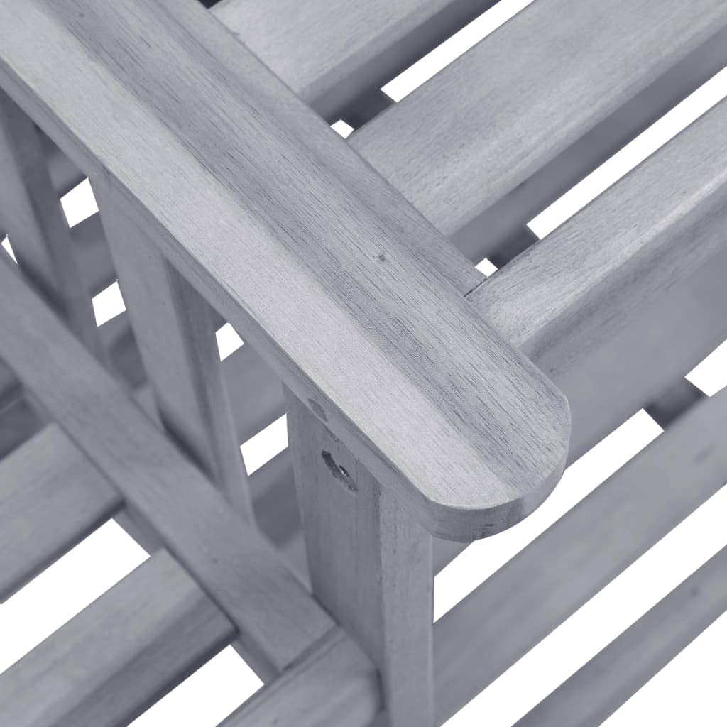 Gartenstühle mit Teetisch und Kissen, 2-Sitzer Gartenbank mit Integriertem Tisch, Holz-Bistro-Set aus Akazie Massivholz für Garten Terrasse Balkon, Grau, 159x61x92 cm