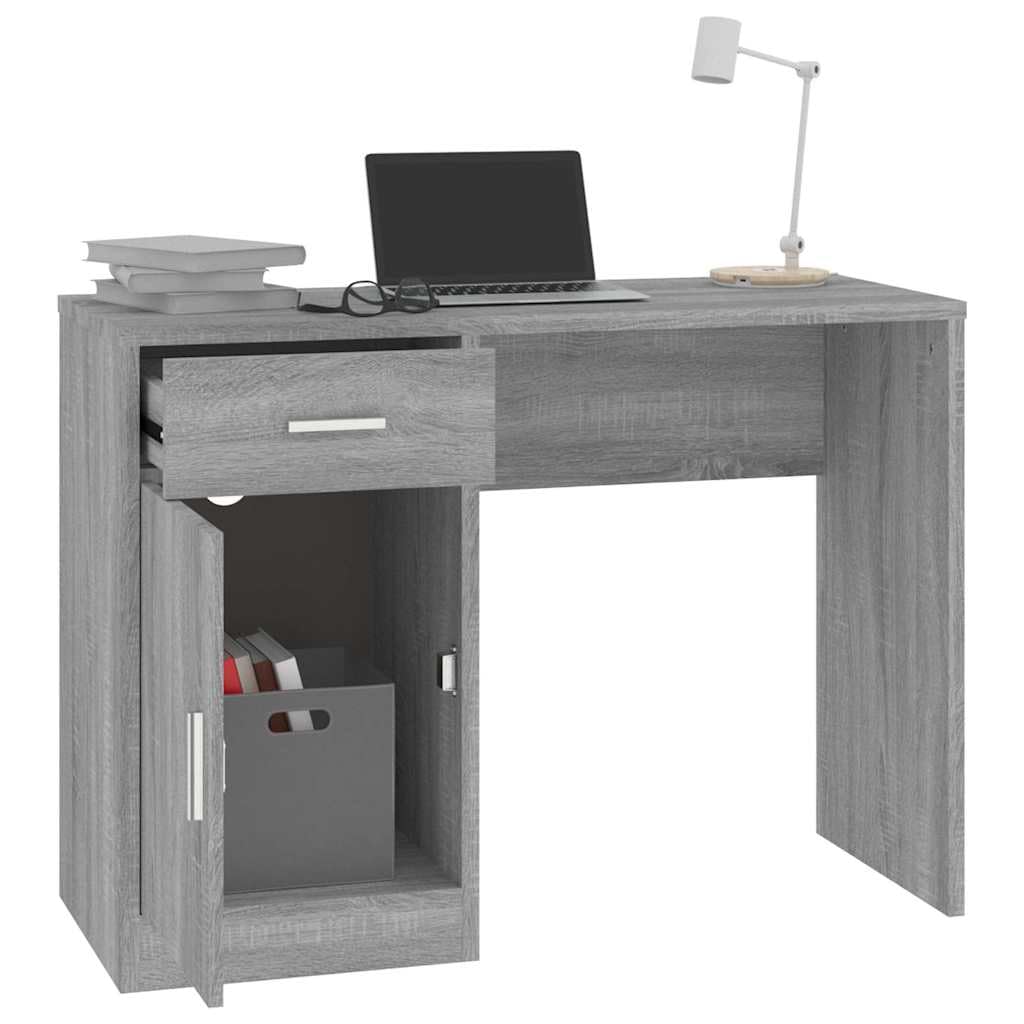 Biurko z miejscem do przechowywania Sonoma szare 100 x 40 x 73 cm materiał