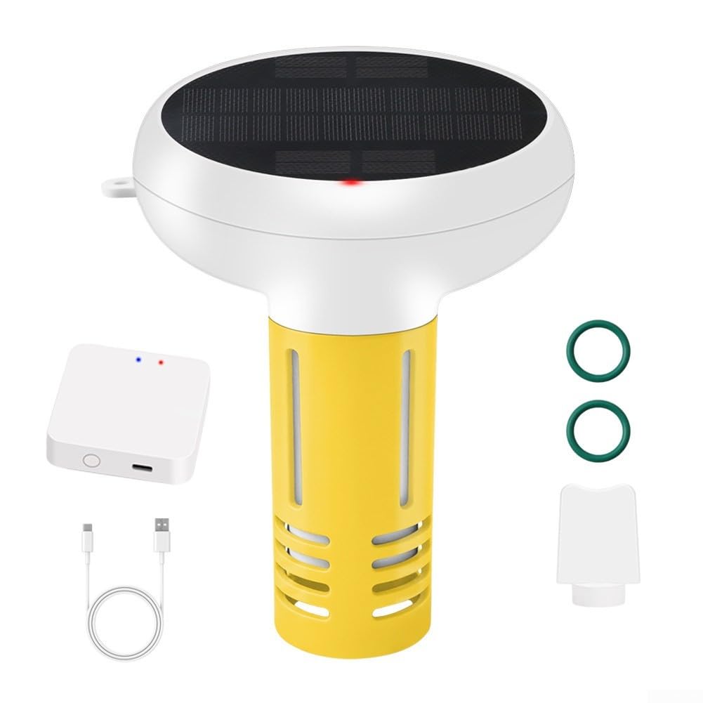 Monitor intelligente della qualità dell'acqua della piscina 7 in 1 compatibile con l'app Tuya per pH Salt Orp conducibilità e test di temperatura bianco giallo (B)