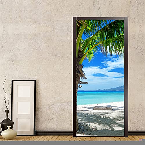 Türtapete Selbstklebend TürPoster Meer Horizont Strand Landschaft Wand Aufkleber Home Dekoration DIY Tür Aufkleber Küche Badezimmer Kunst Wandbild Tapete (Größe : 95x215cm
