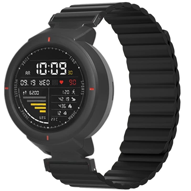 Sport Wristband Compatible with Amazfit verge/verge lite,KangPlus Women Men Sport Wristband Magnetic Close Silicone Strap Adjustable 5.5-8.1 inch Compatible with Amazfit verge/ verge lite