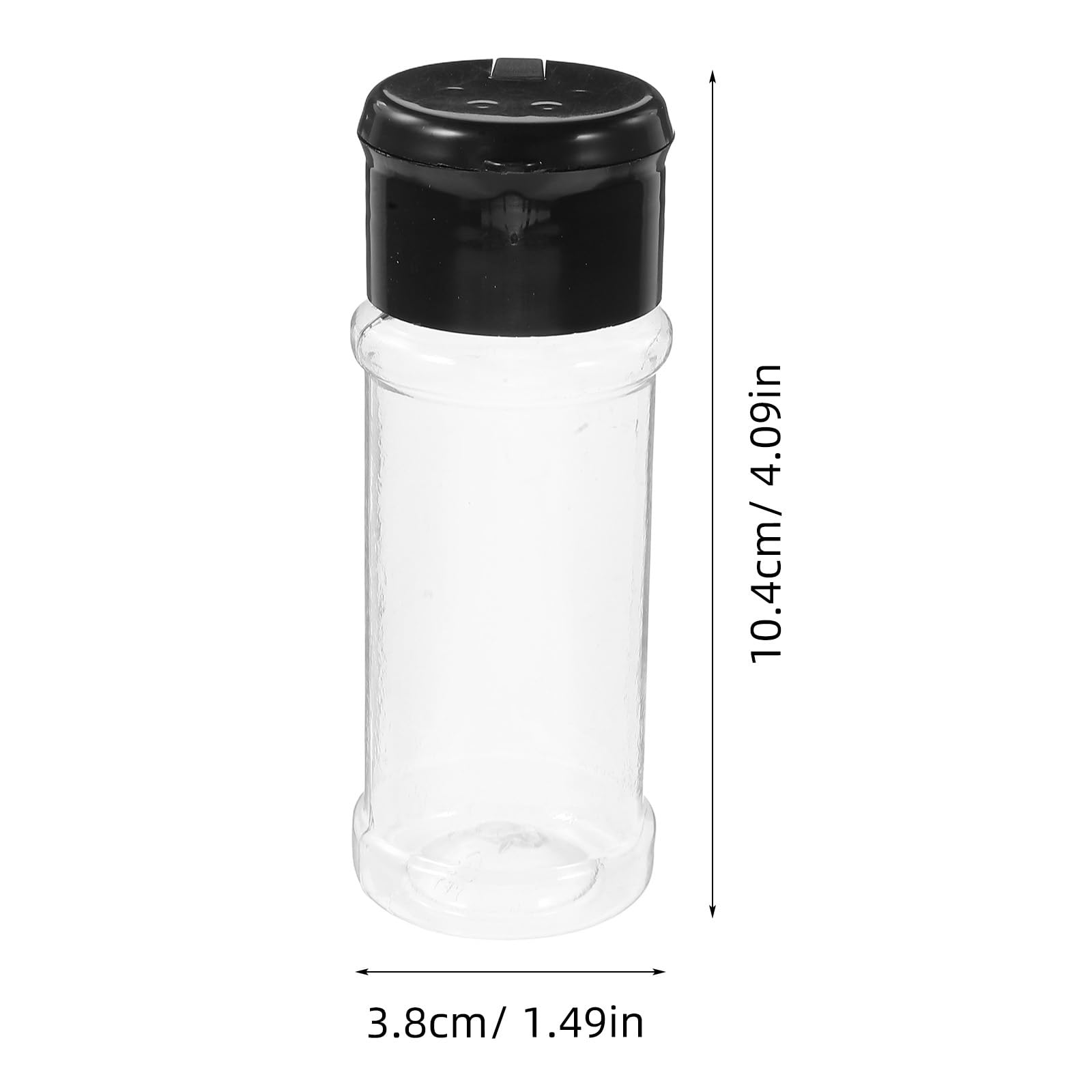 Cabilock 30 barattoli per spezie con coperchi neri, bottiglie vuote per condimenti da 100 ml, contenitori per condimenti in plastica per uso in cucina, per conservare spezie, condimenti e zucchero.