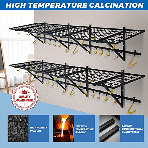 Garage Wall Shelving Garage Wall Shelf Bmjx Garage Shelves Garage Storage With Two Large Bike Hooks And 8 Small Hooks 31X15.5Inch Powder Coated Steel Wall Frame Garage Organization（4 Pack） #TOP2