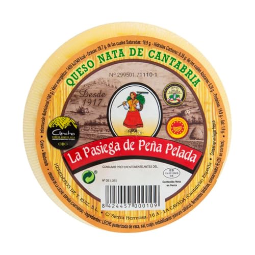 LA PASIEGA DE PEÑAPELADA Queso Nata de Cantabria D.O.P - Auténtico Queso Artesano de Leche de Vaca Frisona - Sabor Suave y Mantecoso - Elaborado en España (530 g)