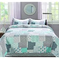 Housse De Couette Imprimée Ultrasonic 2 Places 220x240cm + 2 Taies 65x65cm - Motif Fleuri Géométrique, Déco Chic