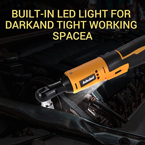 Adedad Cordless Ratchet Wrench Set W/ 1 Battery, 3/8” 40Ft-Lbs 400 Rpm 12V Battery Powered Ratcheting Wrench Tool Kit, Variable Speed Trigger, 10 Sockets #TOP2