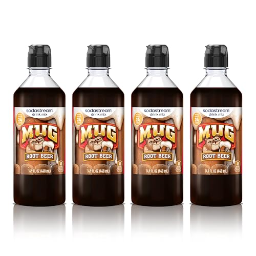 Image of Sodastream Mug Root Beer New Pour Bottle Drink Mix, 4 Pack Mug Root Syrup for Sparkling Water Makers, Control Your Fizz with Sodastream Flavors, 4 x 14.9 Fl Oz (440ml) Makes about 96 Drinks Per Pack