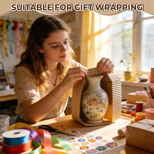 Image of MotiMind Corrugated Cardboard Roll, 17 x 400 Inch Single Face Cushioned | Wrap Corrugated Cardboard Paper for Shipping, Packing, Moving, Crafts & Floor Protection,Brown