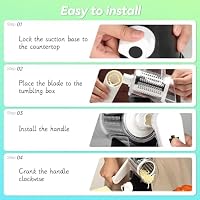 Ourokhome Rotary Cheese Grater Hand Crank, Kitchen Shredder Speed Mandolin Slicer Nuts Grinder with Handle and Drum Blades for Cheese, Vegetable, Walnut, Chocolate, Potato, Carrot, 3 Blades, Black — image 8