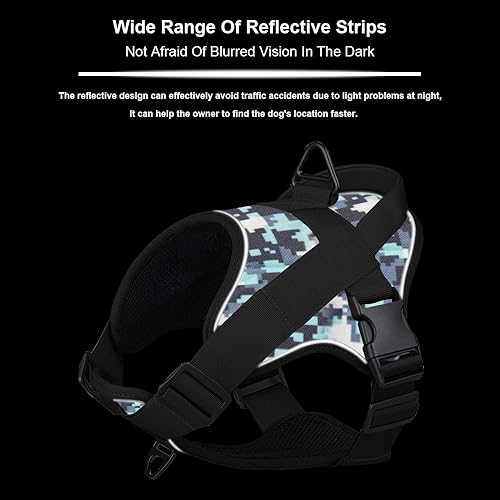 Miniatura 3 de AIWAI Arnés de servicio para perro, reflectante, transpirable y ajustable, sin tirones, con asa para caminar al aire libre, para perros pequeños,