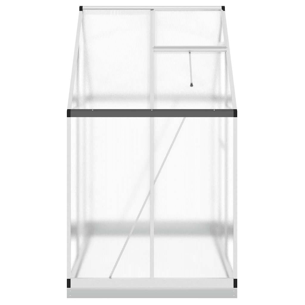 Serra con base in alluminio, 169 x 114 x 202 cm, argento, pannelli in policarbonato da 4 mm, con grondaie e 5 finestre di ventilazione per pomodori, erbe, verdure, giardinaggio hobby
