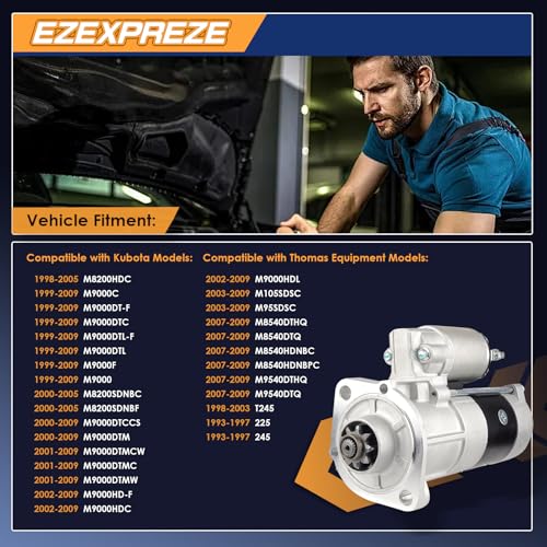 Image of Ezexpreze 18398 New Starter Compatible with KUBOTA M6800 M8200 M8540 M9000 9540 253947600, 253947600SV, 1C01063010, 1C01063011, 1C01063012, 1G77263010, 1G772-63011, 1G772-63012, SMT0179, 41048125