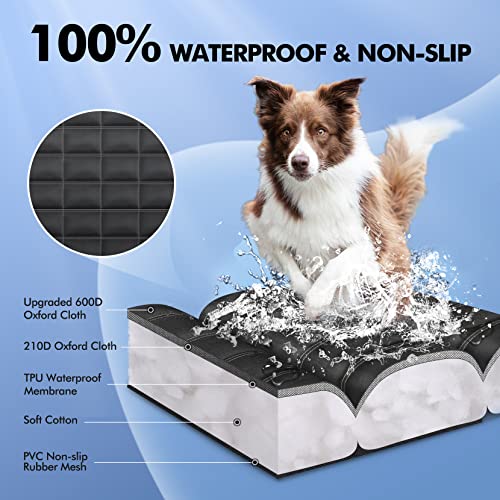 Hopidogie Dog Car Seat Cover 4-in-1, 100% Waterproof Dog Hammock for Car Back Seat, Scratchproof Nonslip Back Bench Cover for Pets Machine Washable Durable Universal fits Trucks SUV - Image 3