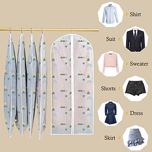 Resszo Clear Garment Bags For Hanging Clothes Storage, Clothes Covers Protecting Dusts (Set Of 5) For Storage Plastic Garment Bags Hanging Clothes Bags Dress Bag For Gowns Long With Zipper For Closet #TOP1