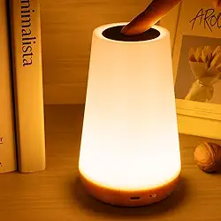 Luminária de Mesa LED Toque - RGB 13 Cores, 5 Níveis de Brilho, Recarregável, Portátil - Lâmpada de Cabeceira USB, Abajur Infantil e para Quarto