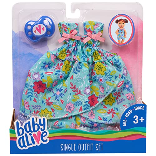 Baby Alive Single Outfit Set for Baby Dolls (Doll Sold Separately), Teal and Floral Print Blouse and Play Pacifier - Image 4